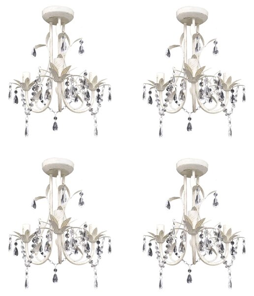 Křišťálové lustry 4 ks elegantní bílé