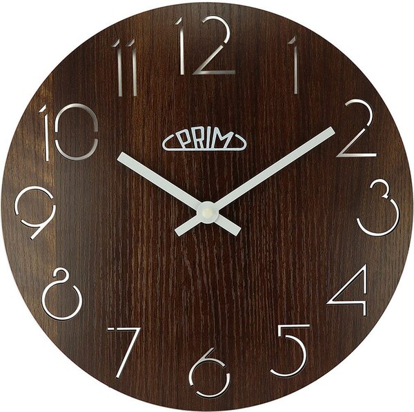 Dřevěné designové hodiny tmavě hnědé PRIM Natural - C