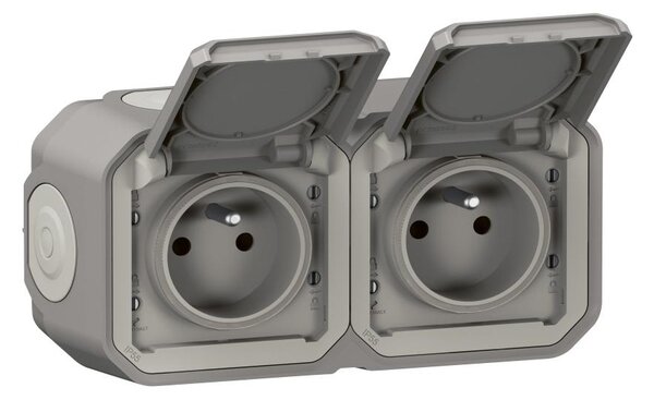 Legrand - Venkovní dvojitá zásuvka 250V/16A PLEXO IP55 šedá
