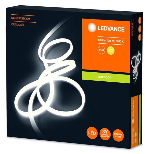 Flexibilní venkovní LED pásek NEON FLEX IP44 5m, teplá bílá