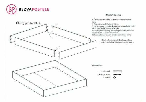 Postel s úložným prostorem a rošty Trinity, 160x200, masiv buk-vosk