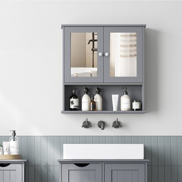 Zrcadlová koupelnová skříňka ZARA 58,5x56,5 cm šedá