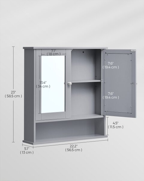 Zrcadlová koupelnová skříňka ZARA 58,5x56,5 cm šedá