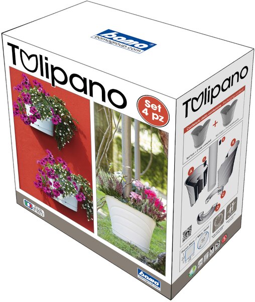BAMA Květináč TULIPANO, bílá, sada 4 ks