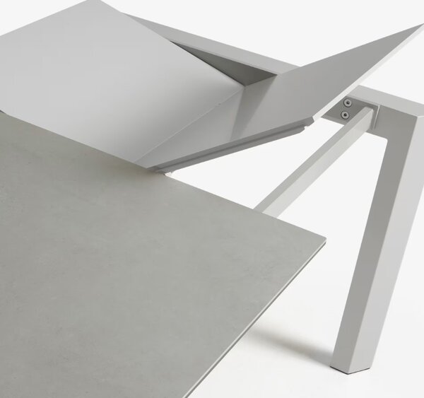 Šedý porcelánový rozkládací jídelní stůl Kave Home Axis 140/200 x 90 cm