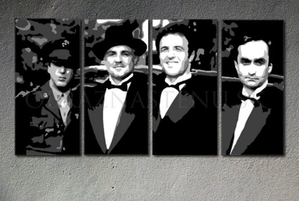 Ručně malovaný POP Art CORLEONE FAMILY 4 dílný 160x80cm