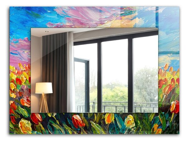 Dekoračné zrkadlo na stenu Pole tulipánů