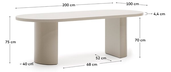 Lakovaný jídelní stůl Kave Home Nealy 200 x 100 cm - odstín ecru