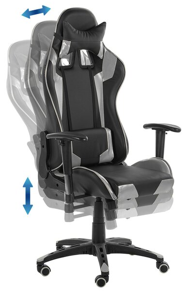 Herní křeslo KNIGHT Umělá kůže Stříbrná