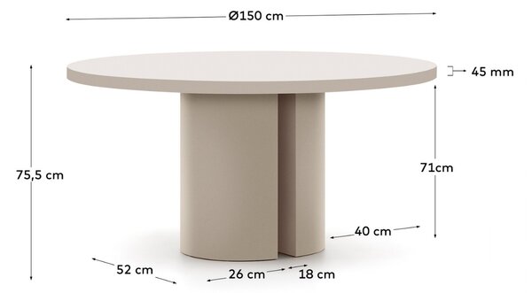 Lakovaný jídelní stůl Kave Home Nealy 150 cm - odstín ecru
