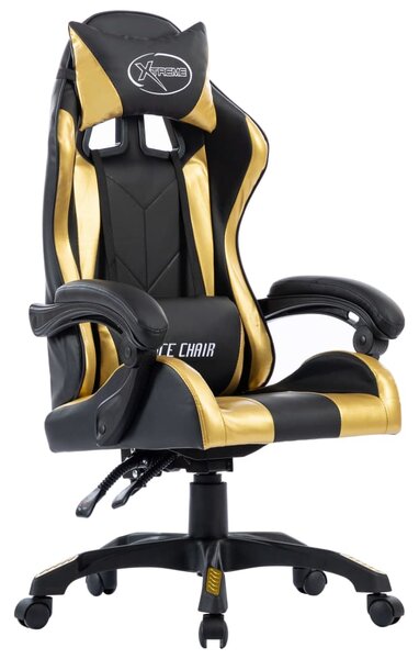 Herní židle zlatá umělá kůže