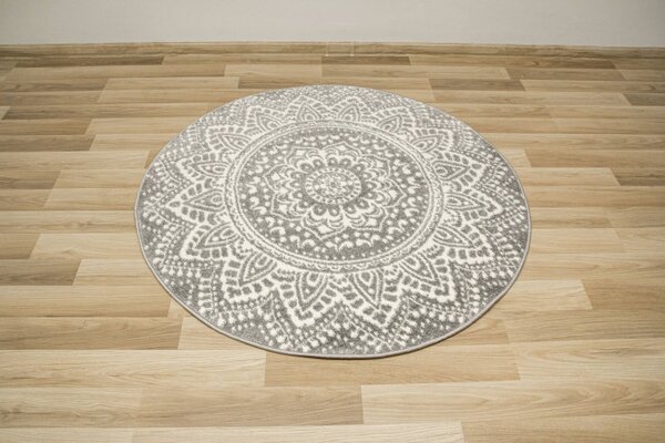Koberec Lima G757A mandala, krémový / šedý kruh