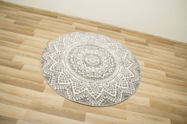 Koberec Lima G757A mandala, krémový / šedý kruh