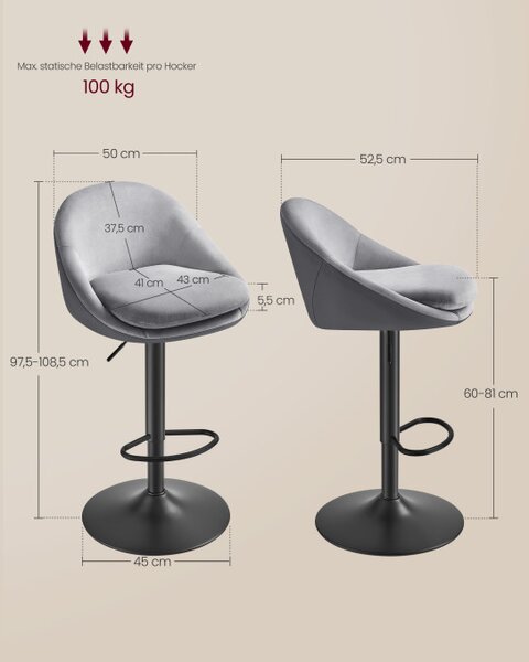 Set dvou barových židlí LJB110G01