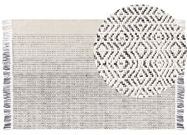 Vlněný koberec 160 x 230 cm bílý/šedý OMERLI