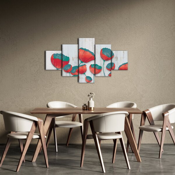 Obraz - Vlčí máky - petrolej (125x70 cm)