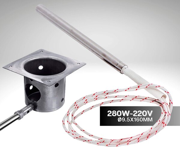 Topný odpor pro peletové kamna, průměr 9,5 mm, délka 160 mm, 280 W