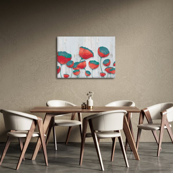 Obraz - Vlčí máky - petrolej (70x50 cm)
