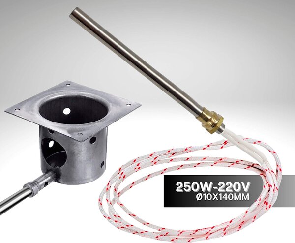 Odpor pro peletový kotel | Průměr žhavicí svíčky: 10 mm | Délka: 140 mm | Výkon: 250 W
