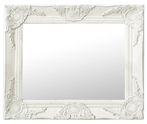 Nástěnné zrcadlo barokní styl 50 x 40 cm bílé