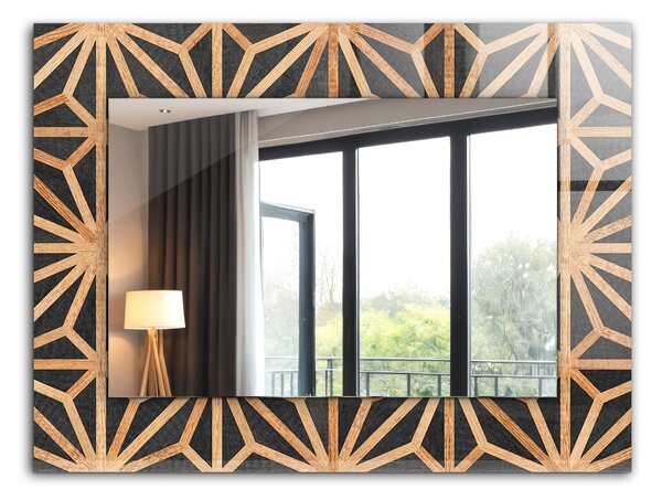 Dekoračné zrkadlo na stenu Dřevěný geometrický vzor