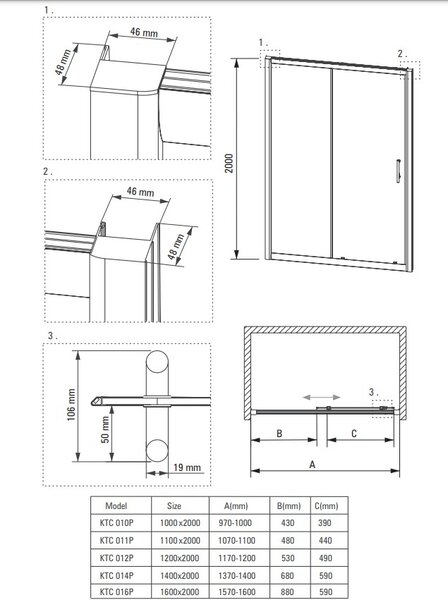 Deante Cynia, posuvné sprchové dveře 110x200 cm, 6mm čiré sklo, chromový profil, DEA-KTC_011P