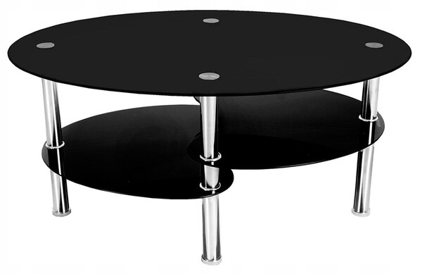 Tutumi, skleněný konferenční stolek 90x60x44 cm CT-001, černá-chromová, KRZ-09017