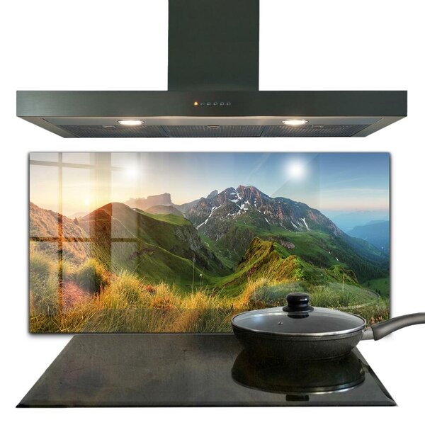 Skleněný panel Východ slunce mountain glade