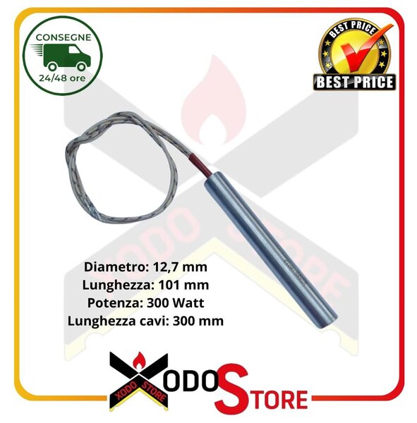 Keramický topný článek (pelletka) pro krb, průměr 12,5 mm, délka 100 mm, výkon 300 W