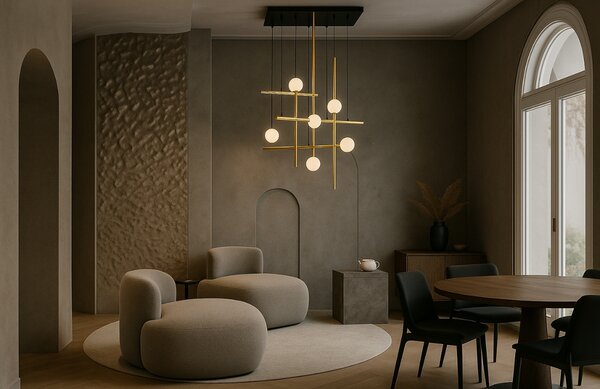 Zlaté závěsné LED světlo Nova Luce Acrobat 106 cm