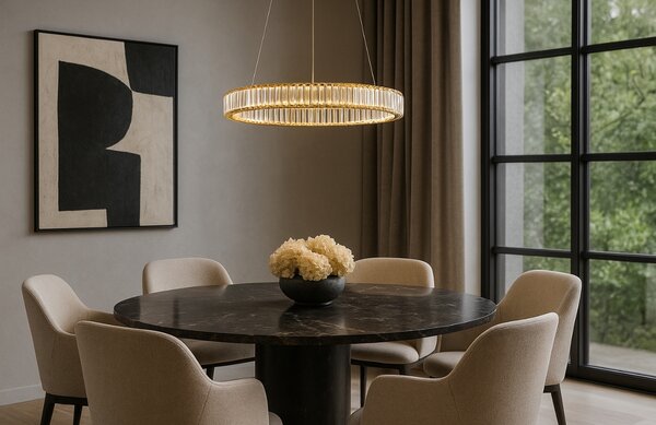 Zlaté skleněné závěsné LED světlo Nova Luce Aurelia 60 cm