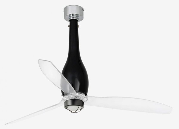 ETERFAN M LED, černá/transparentní, stropní ventilátor s DC motorem - FARO