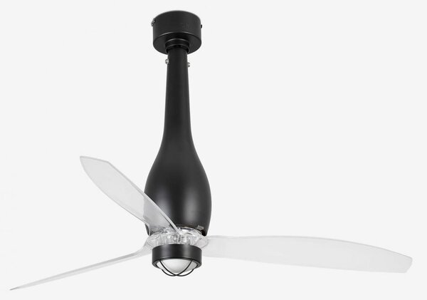 ETERFAN M LED, černá/transparentní, stropní ventilátor s DC motorem - FARO