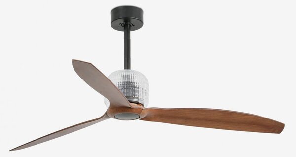 DECO FAN M, černá/dřevo, stropní LED ventilátor s DC motorem - FARO