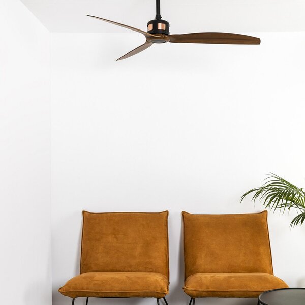 COPPER FAN M, černá/dřevo, stropní ventilátor - FARO