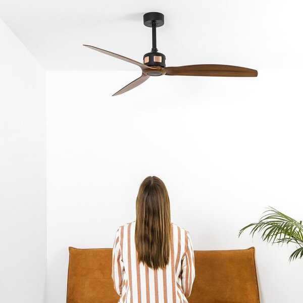 COPPER FAN M, černá/dřevo, stropní ventilátor - FARO