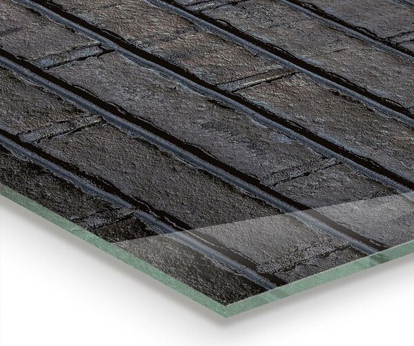 Skleněný panel Černá cihla beton