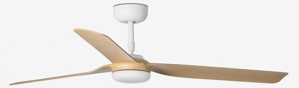 PUNT M, bílá/světlé dřevo, stropní ventilátor s DC motorem - FARO
