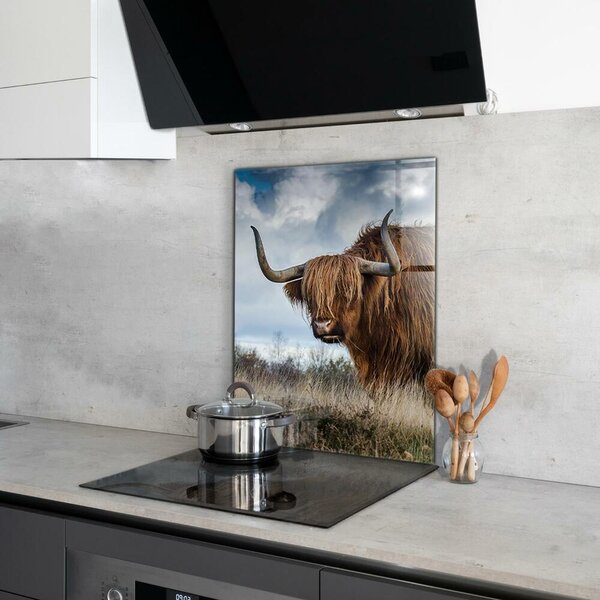 Skleněný panel Kráva z vysočiny boho