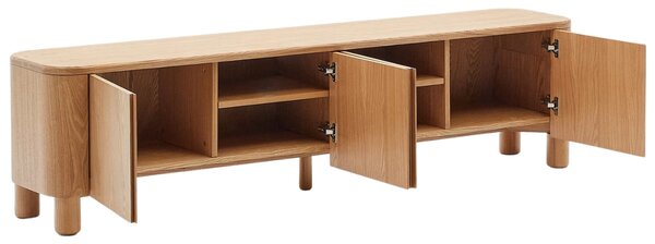 TV stolek Kave Home Salaya 200 cm x 40 cm s dřevěným dekorem