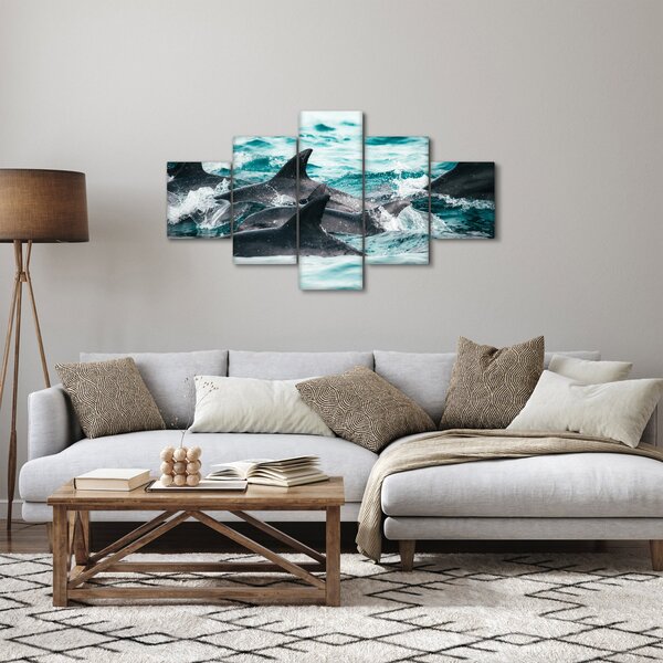 Obraz - Delfíni v oceáně (125x70 cm)