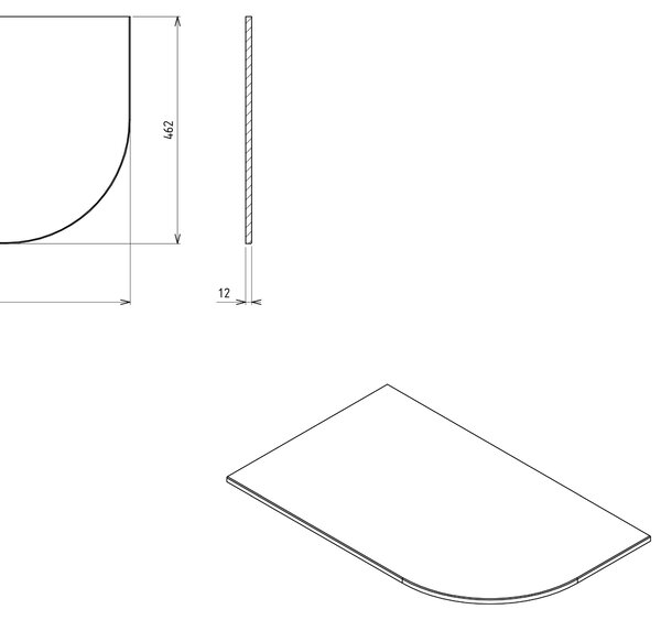 Sapho Sapho, PULSE Rockstone deska 755x12x455mm, levá, bílá mat, BM750-0101