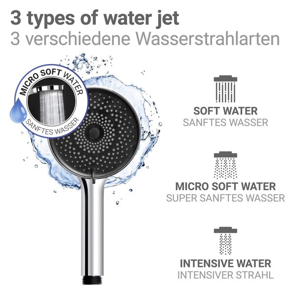Plastová sprchová hlavice ve stříbrné barvě ø 12 cm Softwater – Wenko