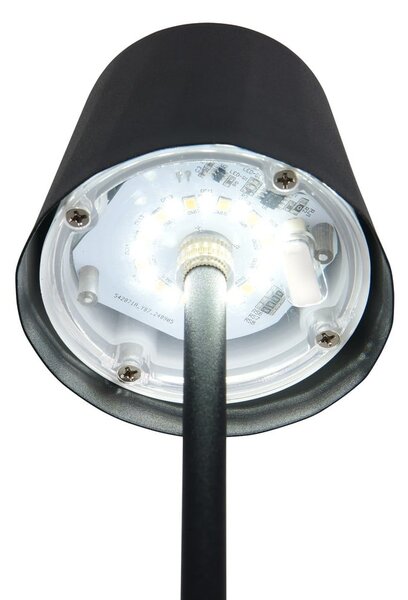 Matně černá LED stolní lampa s kovovým stínidlem (výška 21 cm) Diaz – Reality