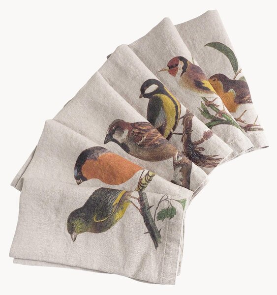 Sada lněných ubrousků Small Birds, 6 dílů