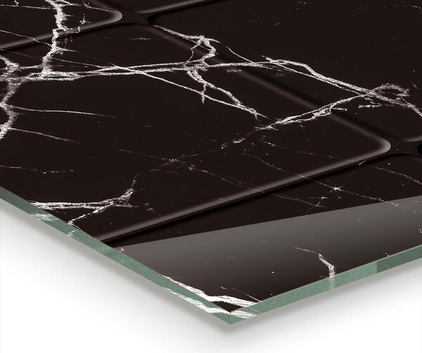 Kuchyňský skleněný panel Textura černého mramoru