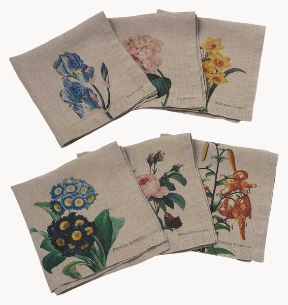 Sada lněných ubrousků Garden Flowers, 6 dílů