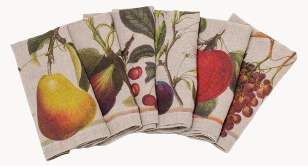 Sada lněných ubrousků Orchard Fruits, 6 dílů