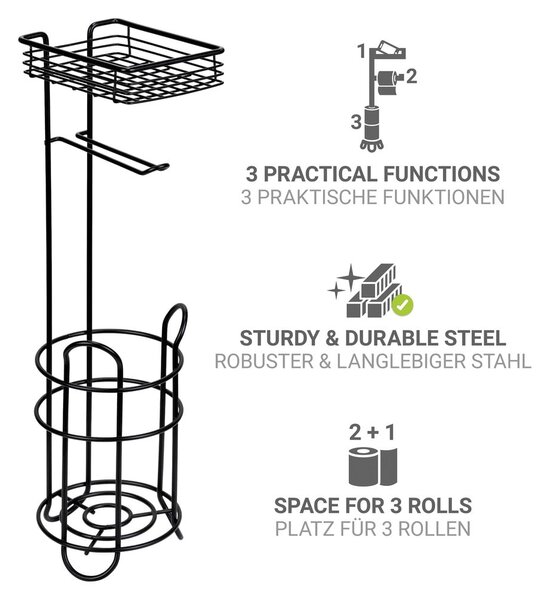 Černý ocelový stojan na toaletní papír – Wenko