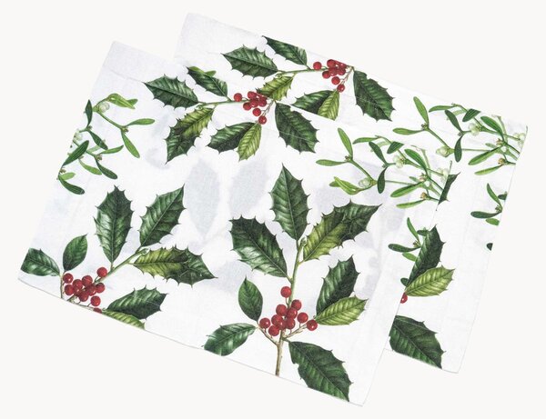 Sada prostírání ze lnu Holly & Mistletoe, 2 díly